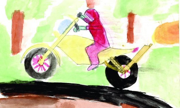 Watercolour biker