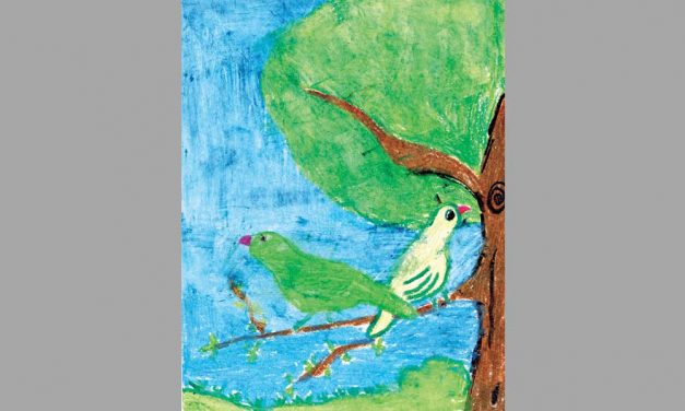 Parrots on a branch